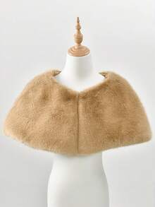 1pc Women's Autumn/Winter New Thick Faux Rabbit Fur Versatile Wedding Dress Shawl Cheongsam Evening Gown Outerwear Decorative Short Snap-Button Cape - Multicolor - View 9