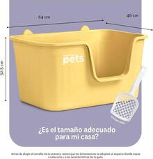 ESQUIMAL Arenero Inodoro para Gato Caja de con Pala, Paredes Altas (Verde, Regular) BAR8 - Amarillo - Ver 4