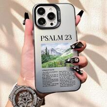 Bible Verse Psalm 23 Pattern Phone Case For IPhone X/XS/XR/7/8/11/12/13/14/15/16/17 Christian Religious Aesthetic Protective Cover - 黑色 - 查看 5