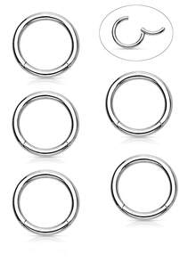 5pcs Sleek Stainless Steel 16G Hoop Earrings Set - Hypoallergenic & Sensitive Ear Friendly, Perfect For Septum, Nose, Lip, Helix, Daith, Cartilage, Tragus Piercings - Small Huggie Clicker Rings With Smooth Finish, Cute Earrings