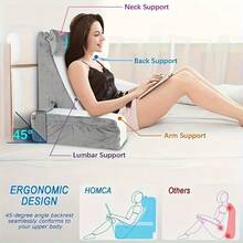 Adult Bed Reading Pillow, Backrest Pillow With Armrests, Comfortable Backrest Pillow For Bed/Floor Work, Gaming, Relaxing