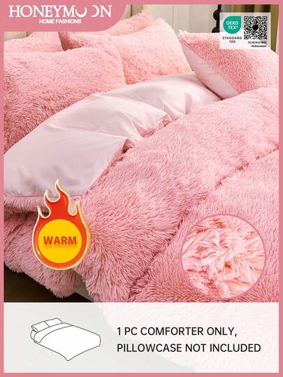 1pc Plush Fuzzy Comforter, Super Soft And Warmth In Winter, Down Alternative Bedding, Luxury Fuzzy Winter Bedding, Suitable For All Size, Oeko-Tex Certified