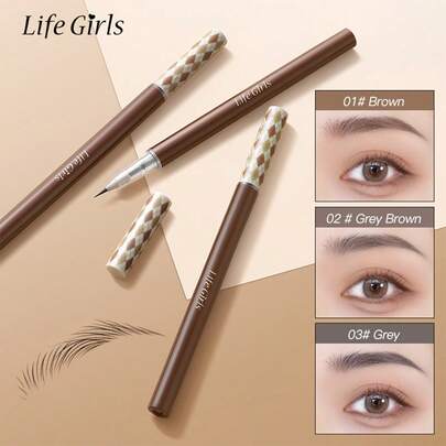 Life Girls 1pc Waterproof, Sweat-Resistant, Long-Lasting Liquid Eyebrow Pencil, Natural Definition, Suitable For Beginners To Create Feathery Eyebrows