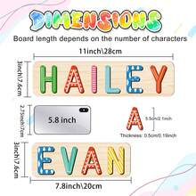 Personalized Name Puzzle, Baby Name Puzzle, Baby Boy Or Girl Early Education Toy, 3D Letter Puzzle Toy, Wooden Letter Puzzle, Baby 1st Birthday Gift, Wooden Puzzle, Personalized Gift, Birthday Gift, Customized Wooden Puzzle Toy, Anniversary Gift, Building Block Gift Set - Striped With Studs and Base Plate - View 3
