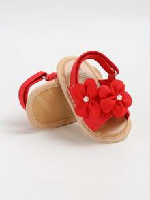 Infant Girl Sandals Newborn Summer First Walkers Shoes Infant Summer Sandals 0-1 Year Old Soft White Small Flower Breathable Infant Shoes 0-18 Months - Red - View 7