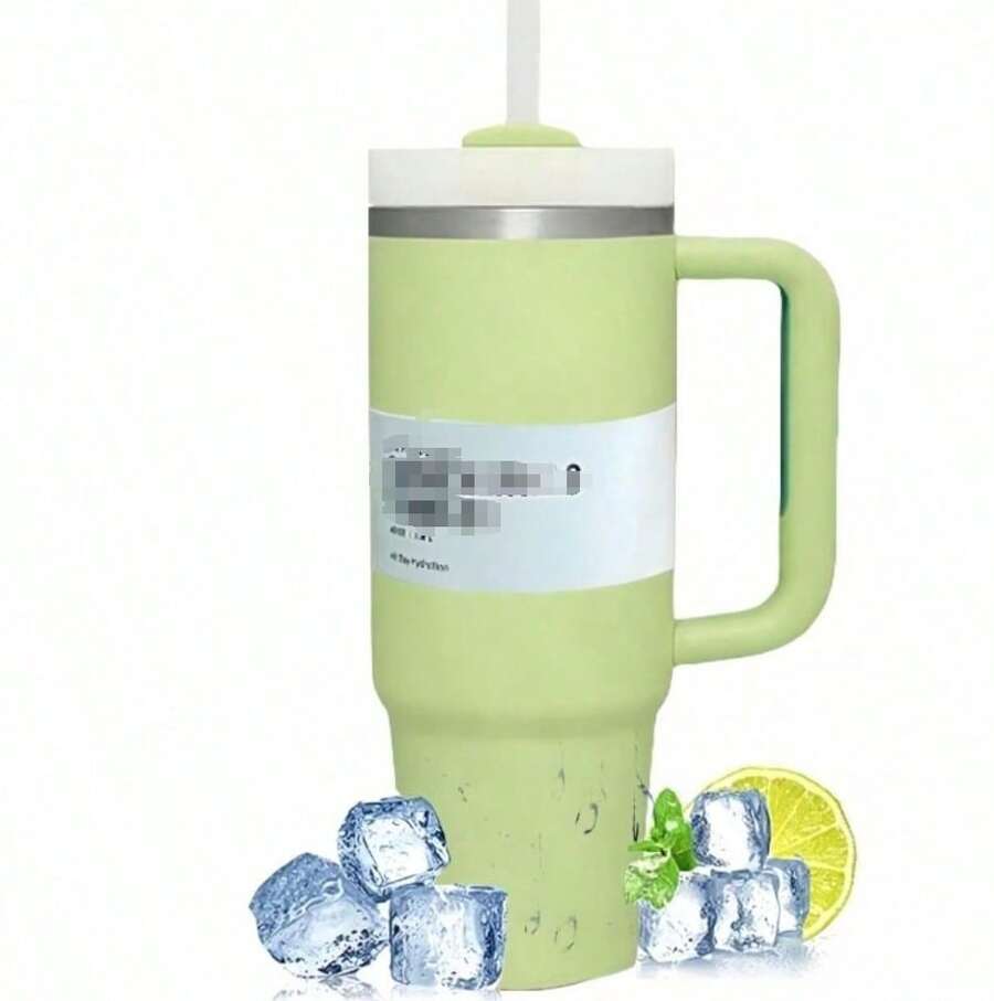 40oz - Stainless Steel Vacuum Insulated Cup With Lid And Straw, Suitable For Water, Smoothies, Etc., Reusable Double-Wall Travel Coffee Cup For Iced Tea Or Coffee, Durable Powder-Coated Water Bottle, Green - Green - View 1