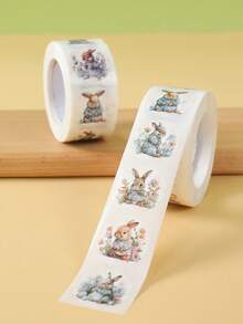 500pcs/Roll Easter Bunny Round Stickers, Easter Spring Rabbit Pattern Labels, Suitable For Laptops, Water Bottles, Luggage, Computers, Phones, Easter Gift Decorations, Easter Self-Adhesive Stickers, Suitable For DIY Gifts, Baking Packaging, Easter Happy Party Packaging Stickers, Envelope Stickers, Sealing Stickers, Easter Decorations, Gift Packaging Supplies, Easter Gifts, Party Favors - Easter 02 - View 2