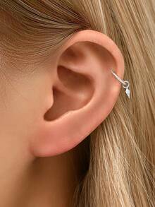 1pc 925 Sterling Silver Kite-Shaped Zirconia Pendant & 16G Hinged Hoop Earring - Cartilage Earring, Helix Earring, Nose Ring, Nose Septum Ring, Seamless Clip-On Earring, Mini Earring, Tragus Earring, Cartilage Earring, Helix Earring, Silver Seamless Cartilage Earring, Suitable For Daily Wear By Men And Women, Soft Pure Silver Material - Please Handle With Care (Sold Individually) - Kite  Pendant Earrings - View 7