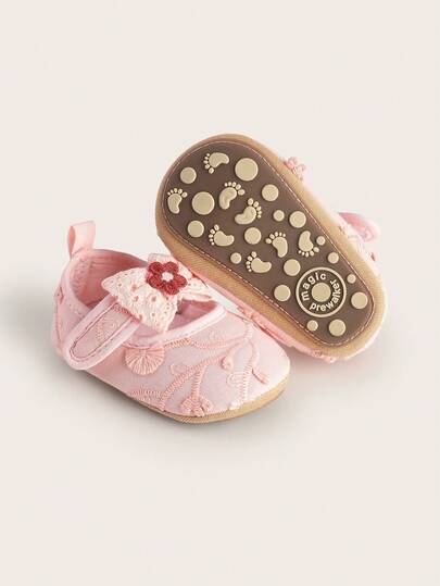 Infant Shoes For Female Babies With Soft Soles, Spring And Autumn Style, Princess Shoes, Pure Cotton Cloth Shoes, Anti Slip, 6-8-12 Months, One Year Old