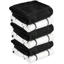 T-fal Textiles - Toallas de Cocina de 2 Unidades, parquet, sólido/Cheque, Paquete de 2, , 2 Unidades(Negro) - Multicolor - Ver 1