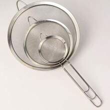1pc/3pcs Stainless Steel Fine Mesh Strainer With Handle - Kitchen Sifting Tool - Silver - View 1