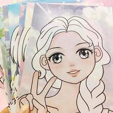 1pc Princess Makeup Coloring Set, Cartoon Dress-Up Stickers, Includes Drawing Pad And Sticker Sheets, DIY Creative Gift - Multicolor - View 10