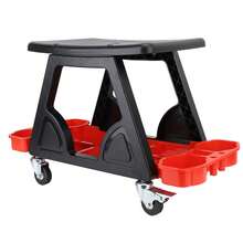 Taburete mecánico con ruedas, silla mecánica de alta resistencia, cómodas ruedas portátiles cómodas para lámina automática - Negro - Ver 3