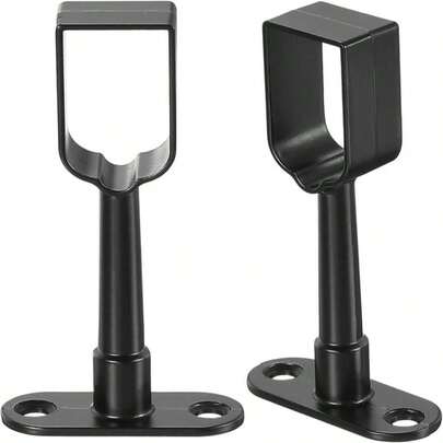 Uxcell 2Pcs 132 X 049 Closet Rod Support Bracket, Rod Holder Wardrobe Accessories Clothes Rail Seat Bedroom Bathroom, Black