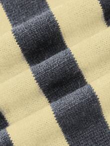 新款春夏撞色条纹船领长袖短款针织衫，韩版休闲简约修身套头毛衣，女士日常通勤街头风穿搭 - 藤黃拼深灰 - 查看 8