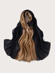 1条女士渐变亮面围巾，时尚优雅新款头巾，轻盈披肩 - A - 查看 4