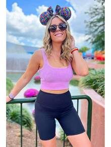 Pantalones cortos de ciclismo de cintura alta para mujer, 5 pulgadas, control de abdomen, atlético, correr, gimnasio, yoga, elastano - 01-Negro - Ver 7