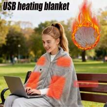 Manta portátil, chal, capa, pijama, manta para aire acondicionado para oficina, edredón para personas perezosas, ropa de casa con diseño lindo, manta eléctrica con termostato inteligente - Calentador portátil con alimentación USB con 3 modos de calentamiento, material ABS eficiente energéticamente, lavable a máquina y plegable, adecuado para el hogar, la oficina, el dormitorio - Diseño compacto y ligero con protección contra sobrecalentamiento, función de calefacción infrarroja, manta eléctrica, talla grande efectiva que una bolsa de agua caliente, cosas lindas - Multicolor - Ver 3
