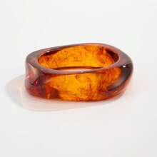 1. Bracelete Vintage Âmbar Tie Dye Acrílico Largo, Bracelete de Resina Transparente Liso, Bracelete Geométrico de Metal Liso Losango