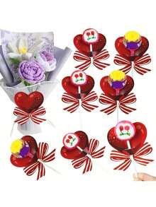 20 pièces Emballages de sucettes en forme de cœur pour la Saint-Valentin avec nœud, supports de sucettes DIY, cartes de décoration d'emballage de bouquet, cartes d'insertion de bonbons avec nœud, étiquettes de cadeaux de bonbons pour la Saint-Valentin, enveloppes en papier à motif de cœur mélangé, convient pour les mariages et les fêtes romantiques - Multicolore - Voir 6