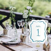 30 Set Scalloped Wedding Table Number Cards 1-30 Watercolor Blue Table Numbers Double Sided With Gold Holders For Wedding Reception Anniversary Party Event - 1 - 查看 6