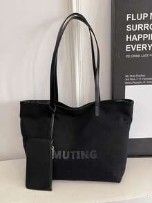 Fashionable Casual Versatile Shoulder Tote Bag - Black - View 4