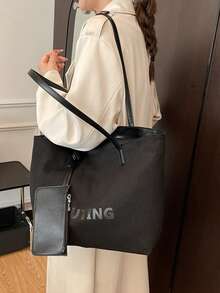 Fashionable Casual Versatile Shoulder Tote Bag - Black - View 9
