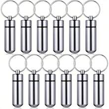 Conjunto de 6 porta-comprimidos de chaveiro, porta-comprimidos portátil, porta-comprimidos de alumínio impermeável, pequeno porta-comprimidos para viagens e acampamentos ao ar livre.