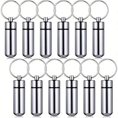 6 piezas Llavero contenedor de pastillas, Portátil titular de pastillas llavero, Llavero contenedor de pastillas impermeable de aluminio, Pequeña caja de pastillas llavero para viajes al aire camping