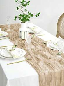 12 Stücke Set Nebelblauer transparenter Tischläufer, Boho-Stil Chiffon Tischdekoration für Hochzeit, Party und Geburtstag, strapazierfähiger Polyesterstoff, elegantes & vielseitiges Design - Champagnerfarben - Übersicht 5