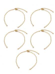 5pcs Personalized Cuban Bracelet,Stainless Steel Chain Adjustable Bracelet DIY Bracelet Jewelry Accessories