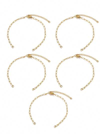 5pcs Personalized Cuban Bracelet,Stainless Steel Chain Adjustable Bracelet DIY Bracelet Jewelry Accessories