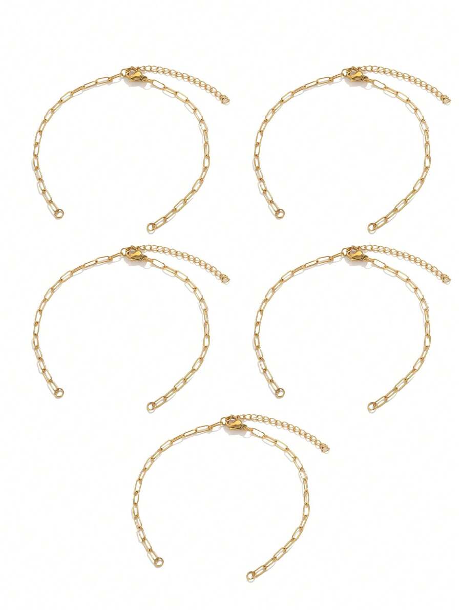 5pcs Personalized Cuban Bracelet,Stainless Steel Chain Adjustable Bracelet DIY Bracelet Jewelry Accessories