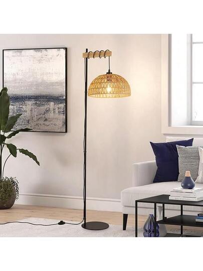 Alpinaluz "SALVIA" Wooden Vloer Lamp Beige Jute Rope Shade E27 view 6