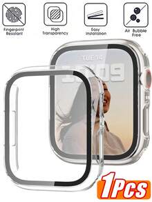 1-Pack Compatible With Apple Watch Series 10 46mm Case, [HD] Ultra-Thin Tempered Glass Screen Protector, All-Around Hard PC Glossy Cover - Clear - View 15