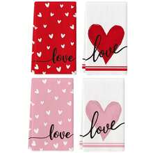 2/4 Packs Valentine's Day Gift Heart Pattern Red & Pink Rectangular Design Hand Towels, Wipes, Hand Towels For Valentine's Party, Bathroom, Table, Kitchen Decorative Hand Towels
