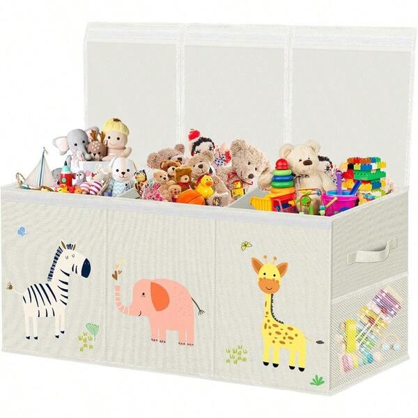 VERONLY Extra Large Toy Box Storage For Boys Girls - Collapsible Toy Chest Organizer For Toy Bin Container With Lid And Handles For Clothes Nursery Playroom Bedroom Stuffed Animals Quilt Beige