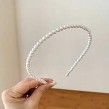 1件仿珍珠女神白色发饰，复古别致仿珍珠发箍，女士发夹，森林仙子风格头饰，纯色复古风，适合生日、日常佩戴、刘海造型、女士礼物、情人节礼物，头饰发箍，家居美发饰品，夏季、节日、旅行 - 6厘珍珠1pcs - 查看 3
