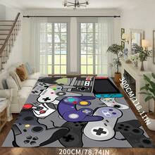Alfombra de área con diseño de control de juegos creativo moderno, lavable a máquina, con respaldo antideslizante, de fibra de poliéster, hecha a máquina, alfombra de baño para sala de estar, dormitorio, decoración de oficina en casa - 1 pieza - Multicolor - Ver 41