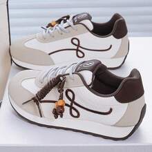 Fashionable Versatile Casual Sneakers, Women Shoes, Flat Shoes - Brown - View 1