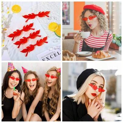 4/8 Pairs Fire Flame Glasses Rimless Flame Fire Women Men Halloween Cosplay Xmas Holiday Party Decor