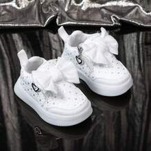 Girls' Princess 7-Color LED Light Shoes, Comfortable Soft Bottom Bow Casual Shoes - White - View 22