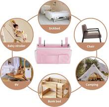 Bedside Caddy With 5 Pocket, Bedside Storage Organizer College, Dorm Bed, Bunk Bed, Grey - 粉色 - 查看 5