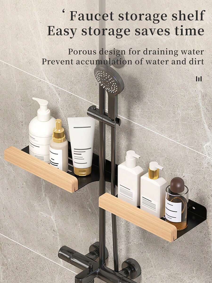 1件，洗脸盆置物架，免钻孔排水置物架，可置于马桶水槽龙头上方，非常适合整理浴室用品和配件，浴室配件，浴室工具 - 彩色 - 查看 1