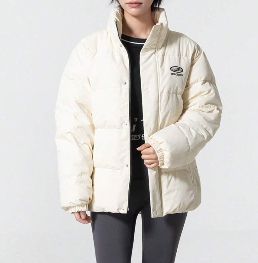 Skechers Unisex Comfortable Warm Wind-Resistant Woven Down Jacket - White - View 1