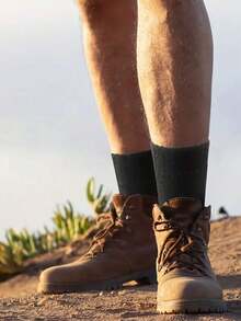 1/3/6 Pairs Men's Thermal Lined Socks, Thick Warm Hiking Boot Socks, Soft & Comfortable, Suitable For Cold Weather, Crew Socks, Winter, Black, Cozy Socks - Black - View 5