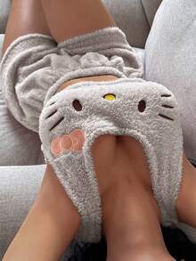 Sanrio [WONDER WORLD]2pcs Hello Kitty Valentine's Day Women Plush Camisole Top + Elastic Waist Shorts Cute Pajama Set - Coffee Brown - View 7