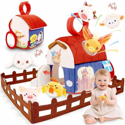 Plush Farm House Playset Montessori-Inspired Sensory Toys