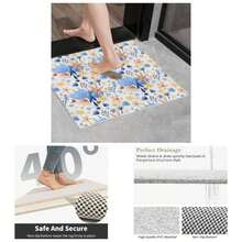 - Tapete de bao de PVC antideslizante sin ventosas, 16x 24 pulgadas, tapete de ducha para superficie de baera texturizada, bao, bao, secado rpido - 24" x 16" (Rectangular) + Azul Rosa - Ver 1