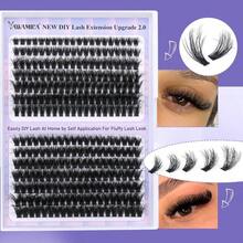 Individual Lashes 320pcs Lash Clusters 40D 9 - 16mm Mix Lash Extension D Curly Eyelash Clusters Eyelash Extension Wispy Cluster Lashes Self Application By 40D - 0.07D, 9 - 16mix - 70D+80D-蓬鬆睫毛 - 查看 8